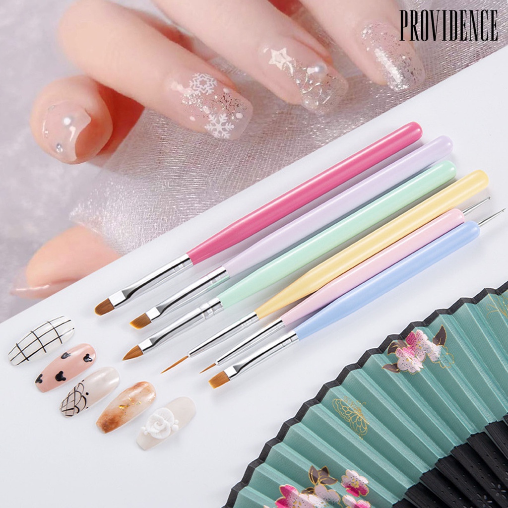 Providence 6pcs / Set Pen Brush Nail Art Warna Macaron