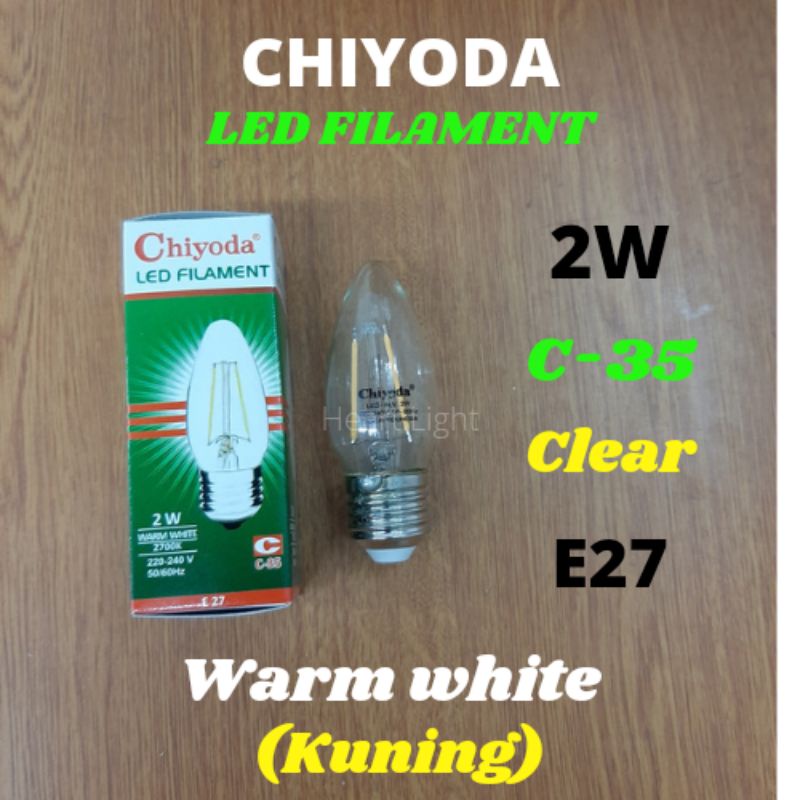 LAMPU LED CHIYODA FILAMENT C35 2W KUNING WARM WHITE CLEAR E27 220V/LAMPU LED LOMBOK 2W WARM WHITE