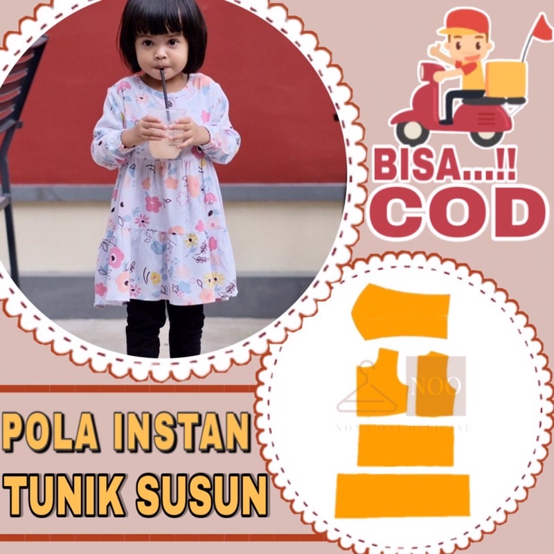 BISA COD✔️ Pola instan tunik susun anak - Pola jiplak tunik susun anak - pola jahit tunik anak - pol