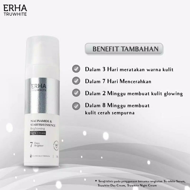 ERHA Truwhite Niacinamide&amp;Starfish Essence Brightening Night Cream 30gr