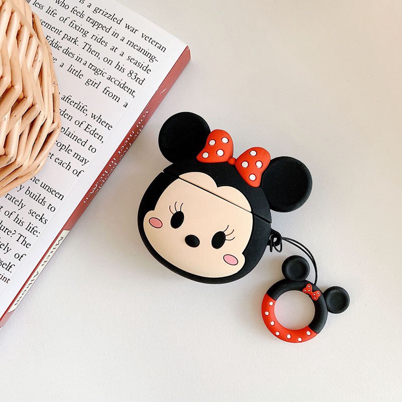 I12 Casing Silikon Motif Kartun Mickey Minnie Mouse Untuk Simpan Earphone Wireless Bluetooth Apple AirPods