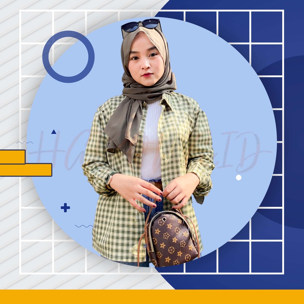 KEMEJA WANITA | KEMEJA TARTAN SHIRT OVERSIZE | KEMEJA SAKU KOTAK KOTAK TARTAN M-XL