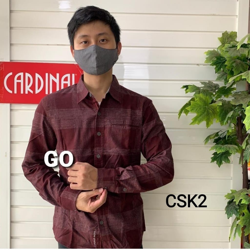 bego CSK CARDINAL KEMEJA JEANS Slimfit Hem Pria Baju Cowok Pakaian Pria Lengan Panjang