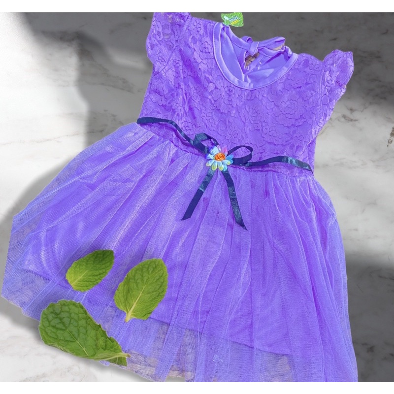 dress anak brukat pita tengah