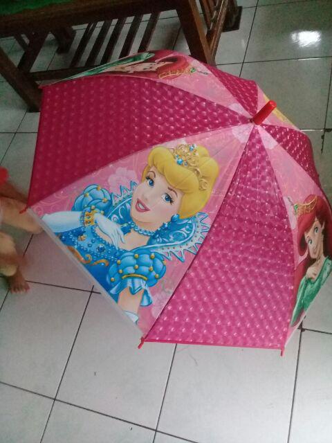 Termurah Umberella Payung Karakter Anak + Peluit 4sisi Kaca / Payung Anak Karakter Plus Peluit