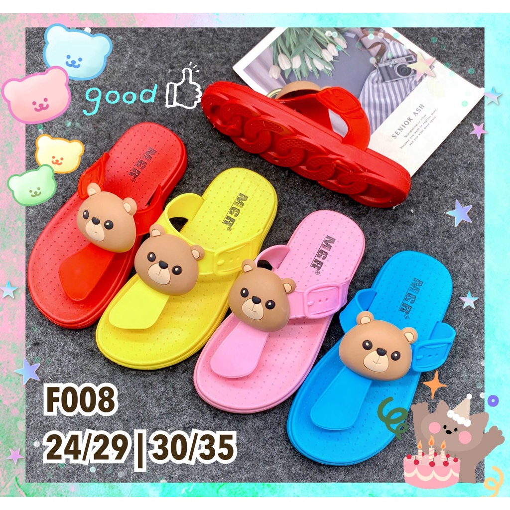 [NEW] Sandal Jepit T Kepala Bear Beruang Anak Remaja Imut Lucu Cute Impor MGR Mokaya Balance (F008) / size 24-29 | 30-35