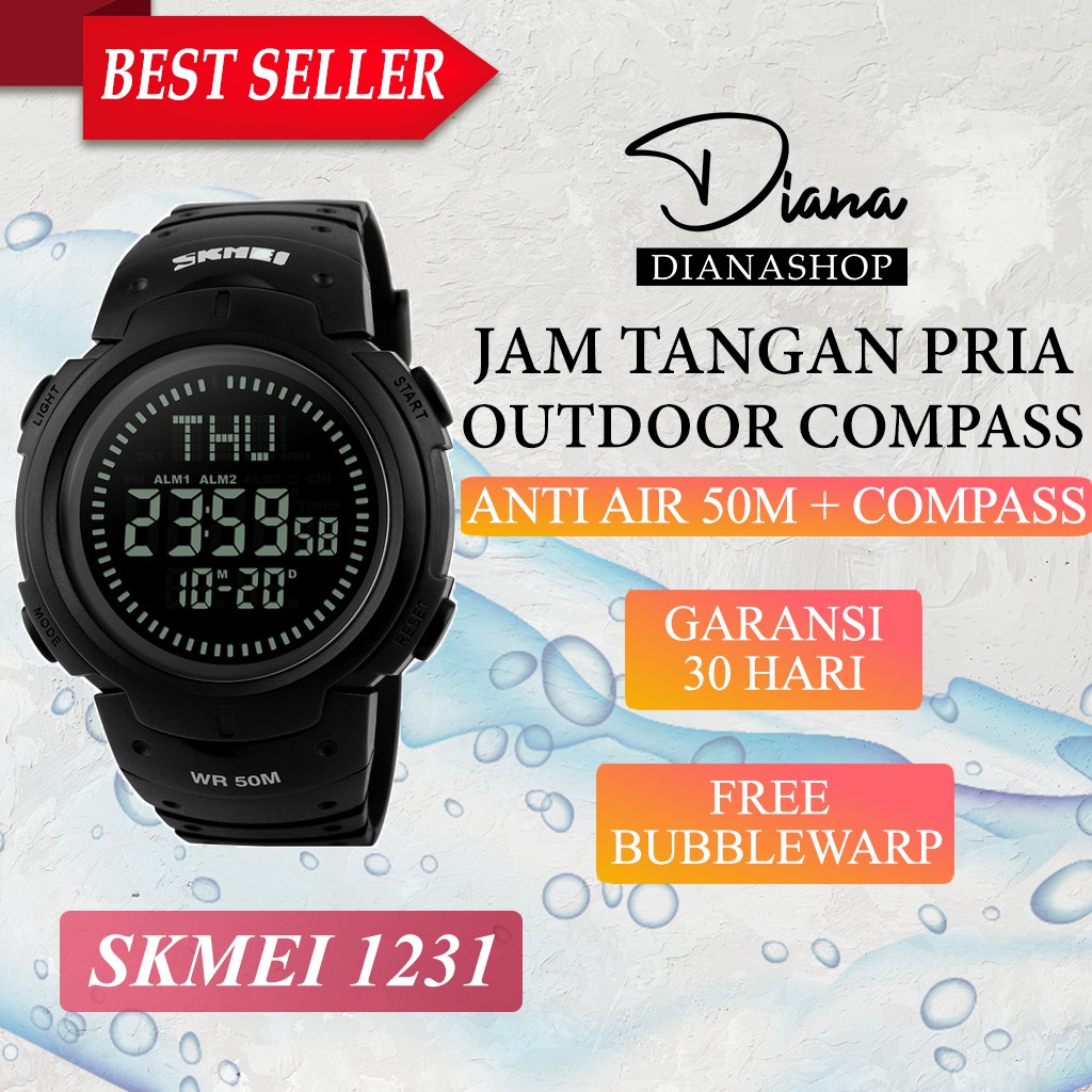 SKMEI 1231 ORIGINAL JAM TANGAN PRIA DIGITAL OUTDOOR COMPASS ANTI AIR 50M