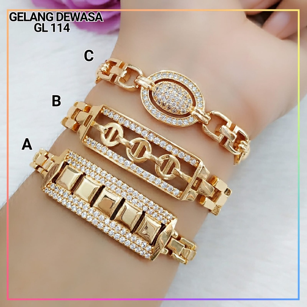 Gelang xuping gelang dewasa rantai tebal kotak mewah perhiasan lapis emas gold 18k GL 114