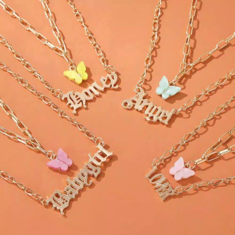Kalung Babygirl / Kalung Angel / Kalung Honey / Kalung Lover / Kalung Butterfly / Kalung Gold VO