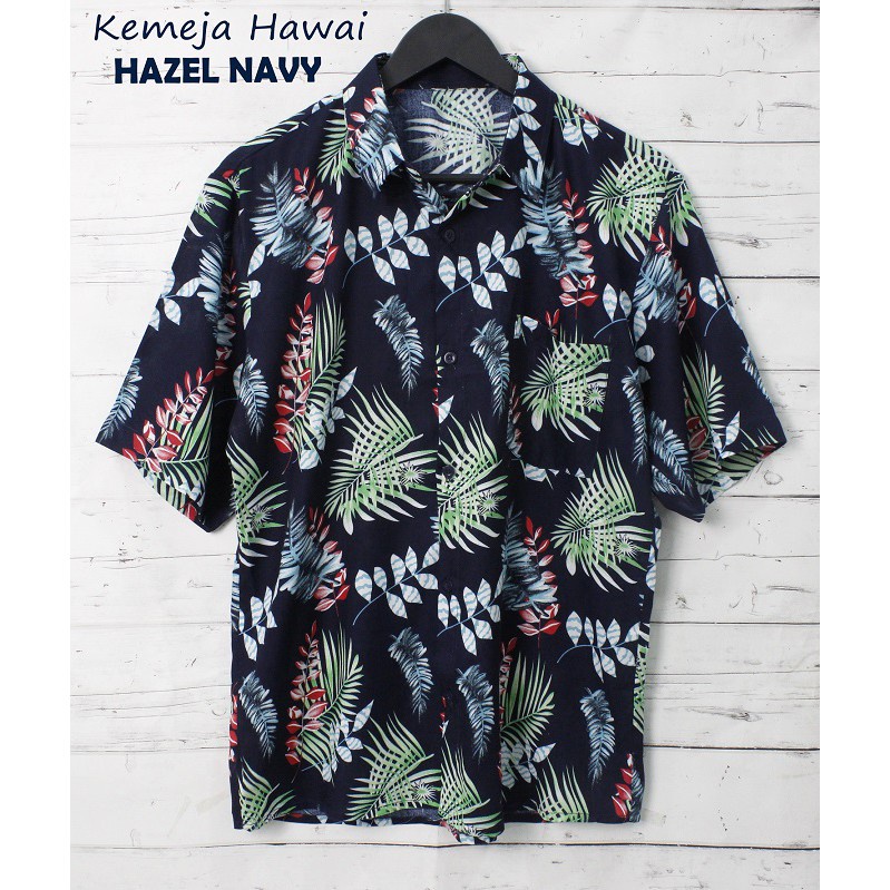 HipNop Kemeja Hawai Pria Pantai Cowok Bali REGGAE Cowok Pendek Satai Rayon Halus Motif Daun MIX