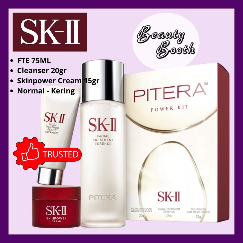 SK-II SKII SK2 Pitera POWER KIT ( FTE 75ml, Cleanser 20gr, Skinpower 15 gr / Airy Milky 15gr ) Facial Treatment Essence Sabun Muka Wajah Pelembab Cream Antiaging Kulit