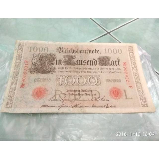 uang kertas kuno negara Jerman 1910 berlin.