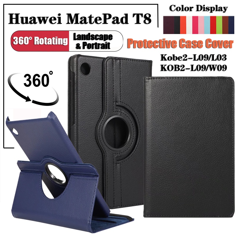 Untuk Huawei MatePad T8 8.0 &quot;2020 Kobe2-L09 L03 KOB2-L09 W09 360° Rotating Tablet Leather Case MatePad T 8 8.0 inch Lipat Folio Flip Stand Protection Cover