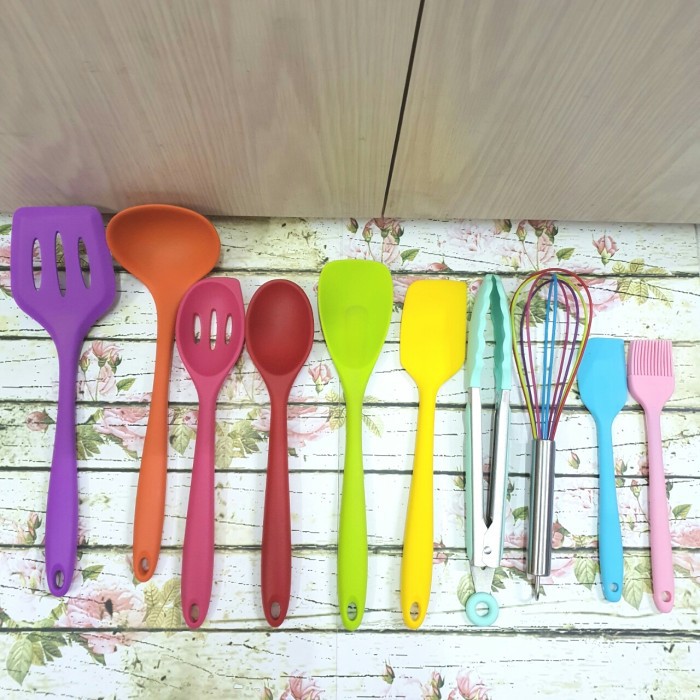 rainbow color silicone spatula set 10pcs /cooking utensil