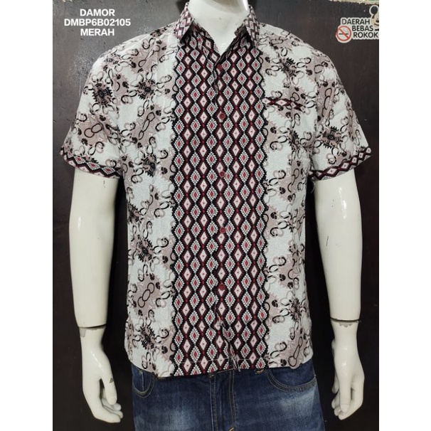 kemeja batik pria , batik print lengan pendek DAMOR