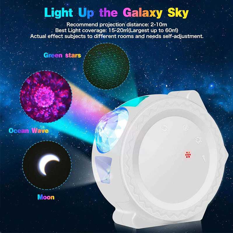 Lampu Proyektor Tidur Bintang Dan Nebula Resolusi Tinggi Kecerahan &amp; Kecepatan Dapat Disesuaikan Smart Wifi Light Starry Sky PDQ - 7CHA20WH