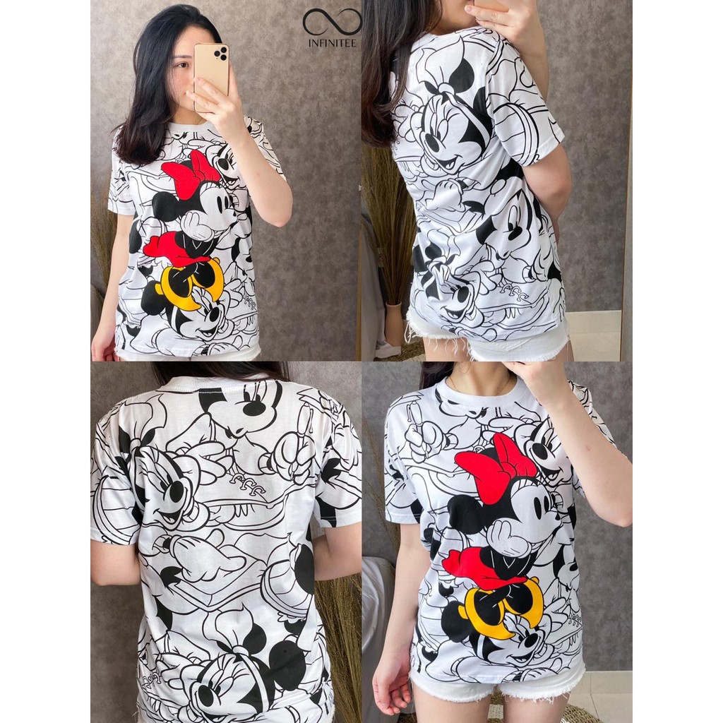 Baju Kaos Wanita Full Print Bahank Cotton Combed 30s/ Atasan Wanita Lengan pendek Terbaru Motif Lucu