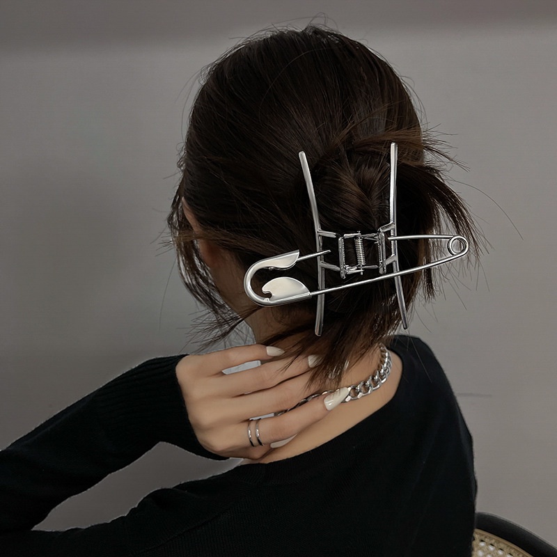 2pcs set exaggerated big pin hairpin fashion trendy cool clip headdress female Korean Punk personality back head clip