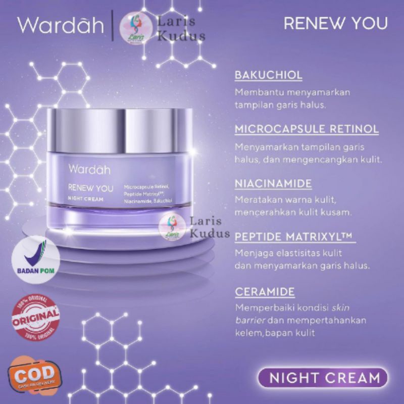 Wardah Renew You Anti Aging Night Cream 30gr/Wardah RNY Night Cream/Wardah Renewyou/Wardah RNY Cream