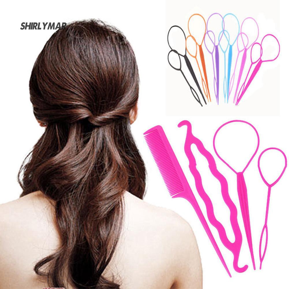 ஐsr 4 Pc Styling Clip Bun Maker Hair Design Twist Braid Ponytail