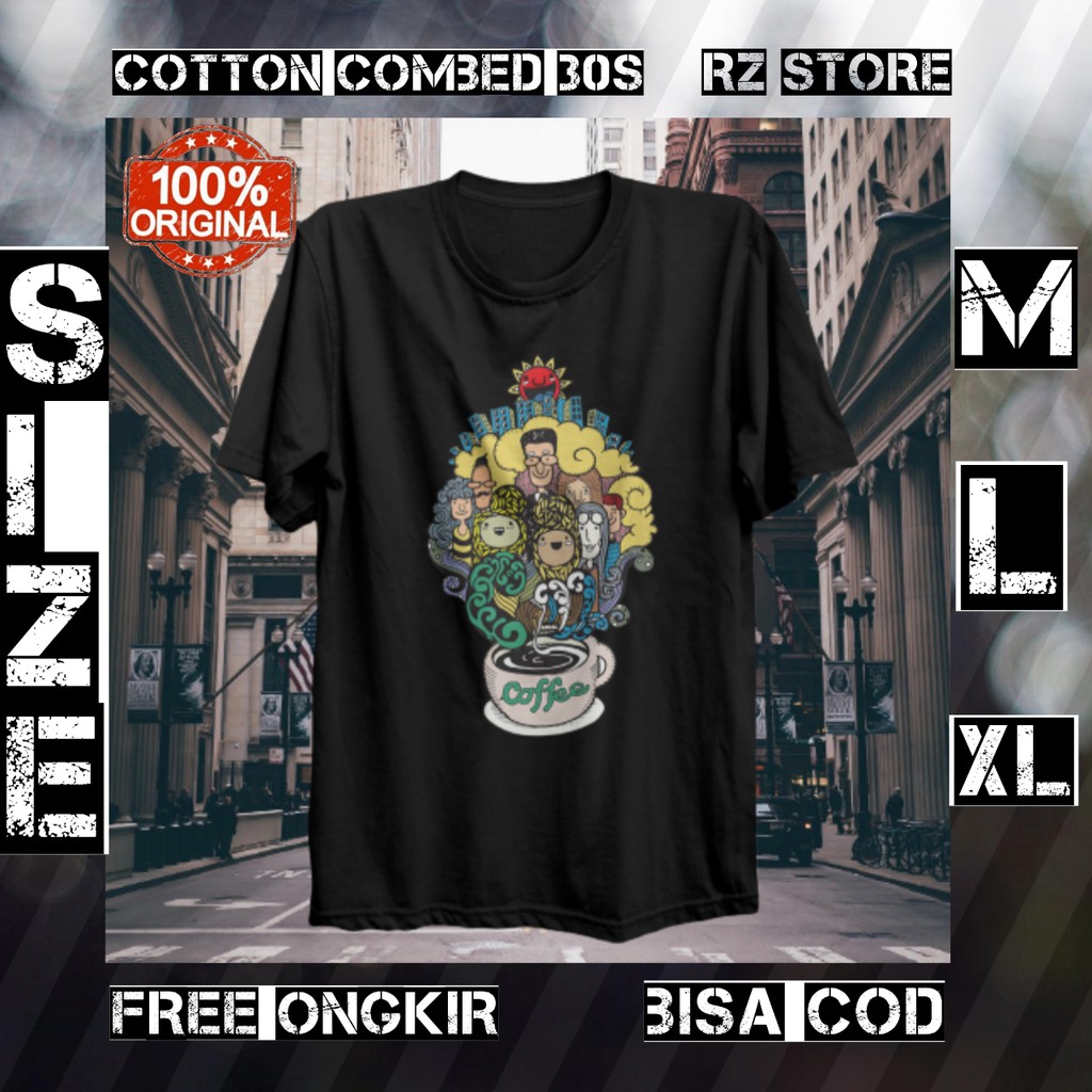 KAOS PRIA T SHIRT KAOS DISTRO PRIA PECINTA KOPI COFFEE HANDDRAWING ORIGINAL DTG PREMIUM 30S