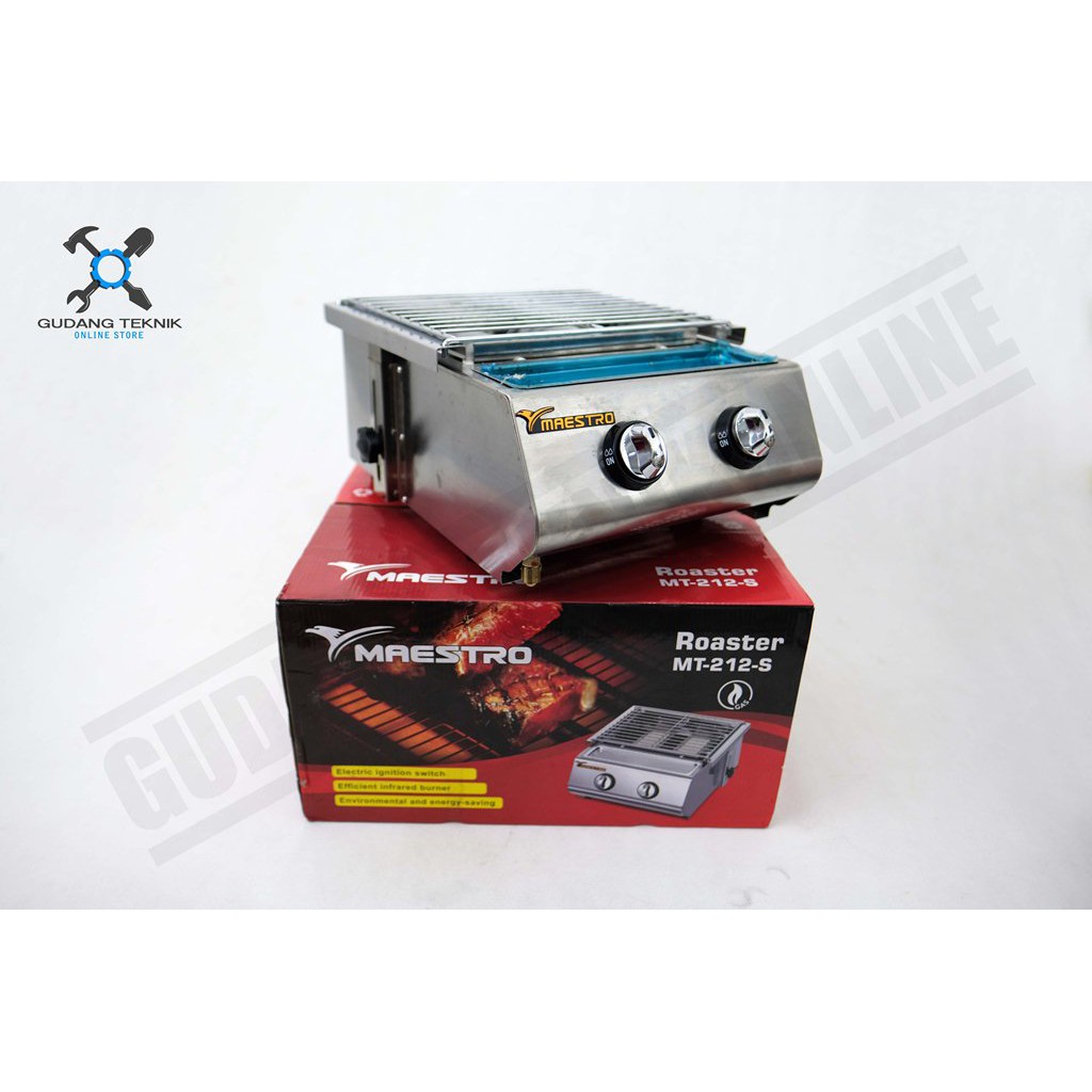 Kompor Panggang Sosis 2 Tungku FULL STAINLESS MAESTRO MT212S / Kompor Gas Roaster Pemanggang MT-212S