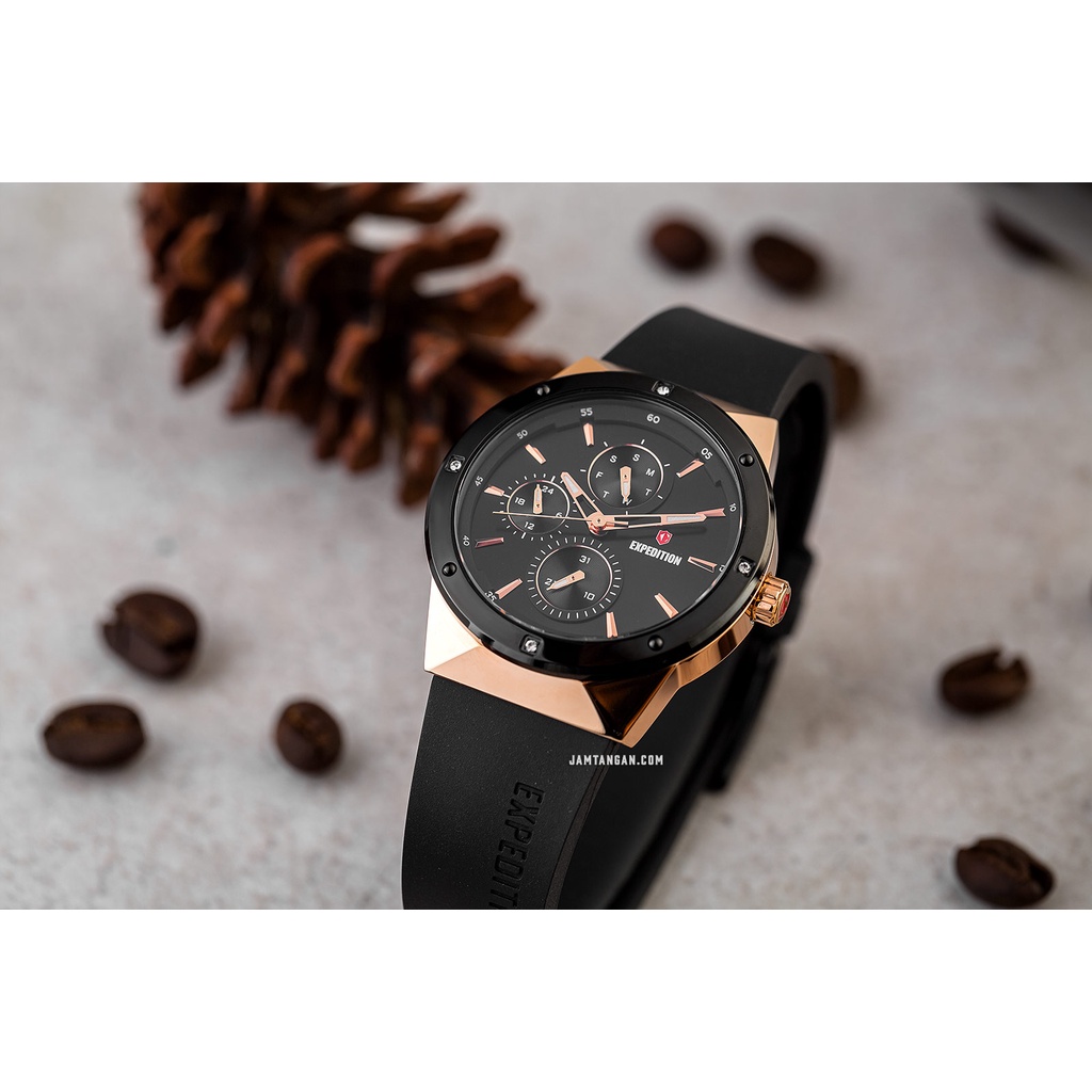 Expedition E 6818 BFRBRBA Ladies Black Dial Black Resin Strap