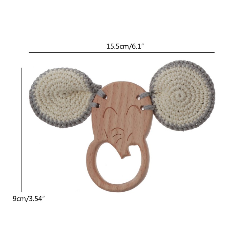 Mary 1PC Mainan Rattle Teether Bahan Kayu Beech BPA Free Untuk Bayi