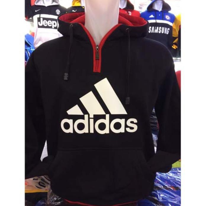 Cuci Gudang Jaket Hoodie Adidas V-511 Halfzip Hitam Res Merah