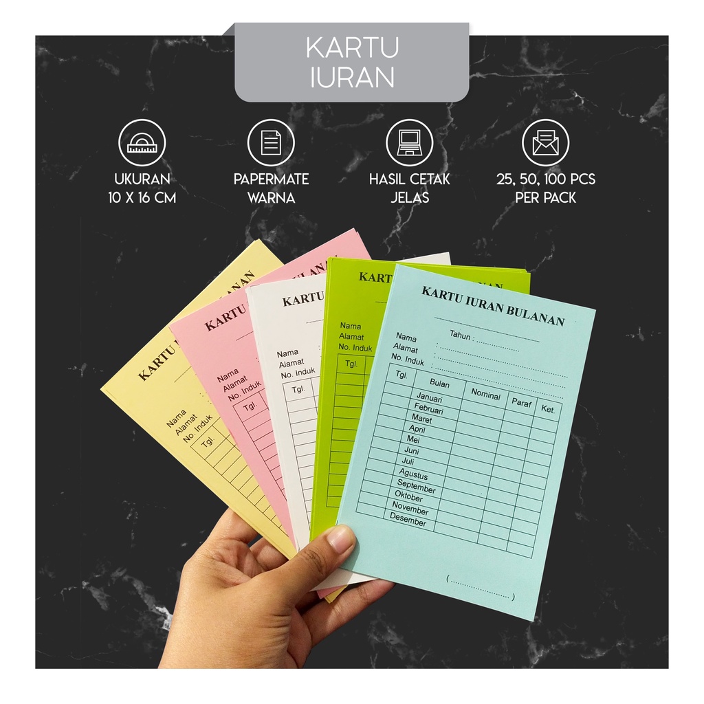 

KARTU IURAN | KARTU SPP | KARTU IURAN WARGA | KARTU ARISAN | KARTU TABUNGAN | KARTU PEMBAYARAN | MURAH