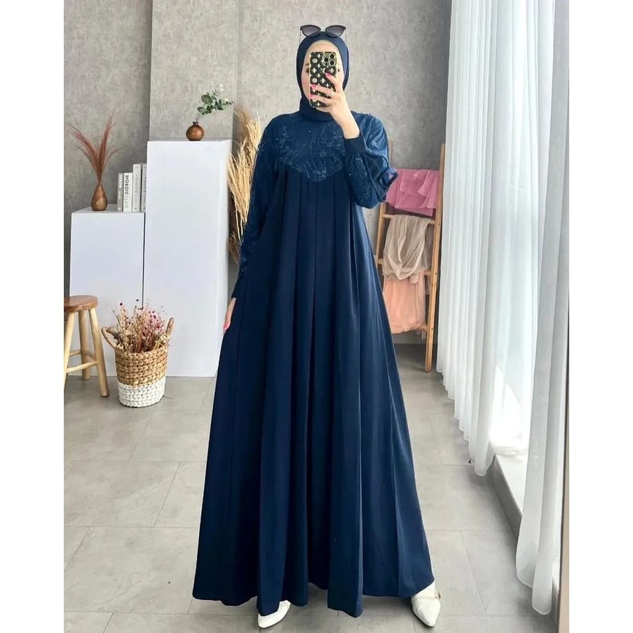 Gamis Kondangan Brukat Busana Muslim Wanita Terbaru Gamis Malaysia Mewah Elegan Baju Wanita Jumbo Gaun Pesta Muslimah Lily Dress