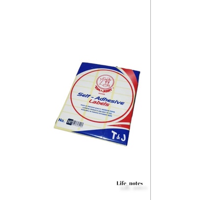 Self Adhesive Labels - T&J no 107