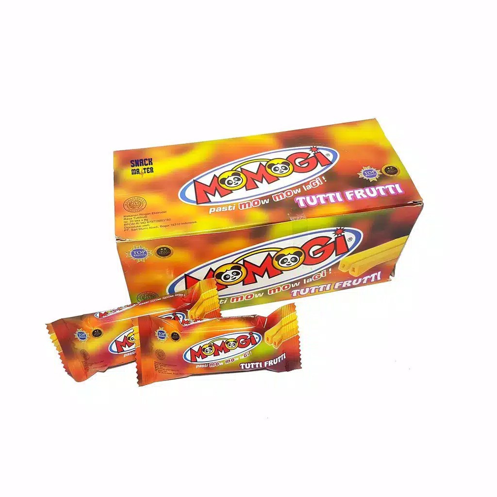 

MOMOGI Stick Makanan Ringan Ekstrudat - Netto 20 pcs x 6 gr Tutti Frutti 1 Dus