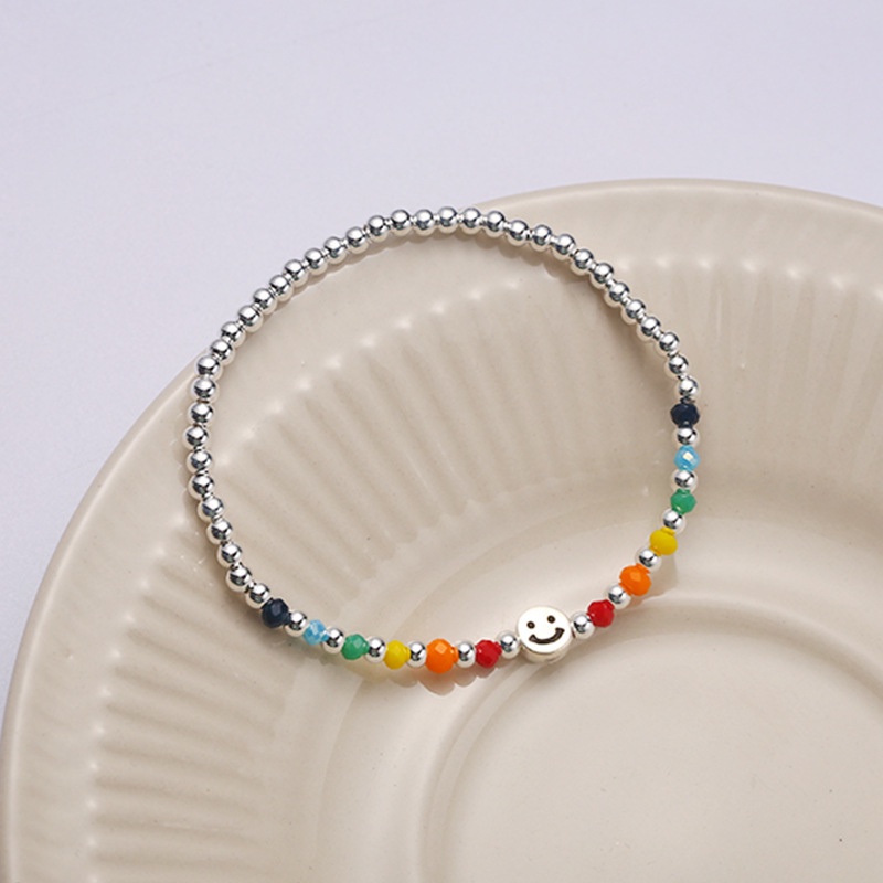 Gelang Motif Smiley Warna Pelangi Gaya Korea Untuk Aksesoris