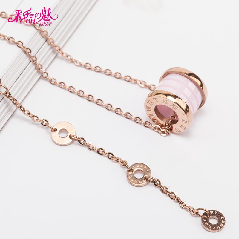  Gelang  Titanium  Steel Warna Rose Gold 18K Gaya Korea  untuk 