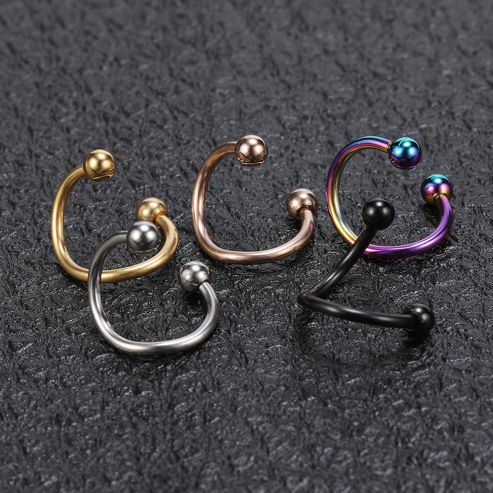 Anting Tindik Hidung / Bibir / Tulang Rawan Telinga Bentuk Bulat Bahan Stainless Steel