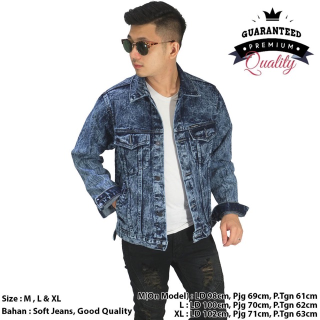 Jaket denim jeans cowok blue washed