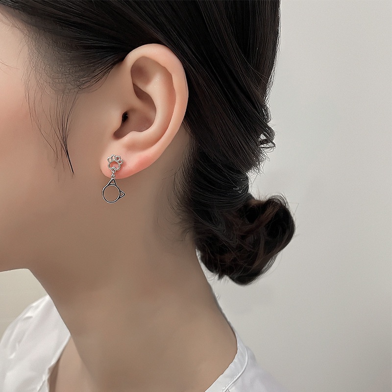 Anting Pendek Model Kucing Hollow Gaya Korea Untuk Wanita