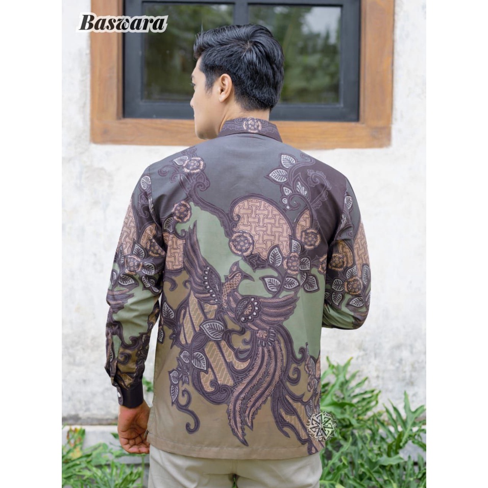 KEMEJA BATIK PRIA LENGAN PANJANG BATIK PREMIUM BATIK PRIA MOTIF BASWARA TARO KHARISMA BATIK