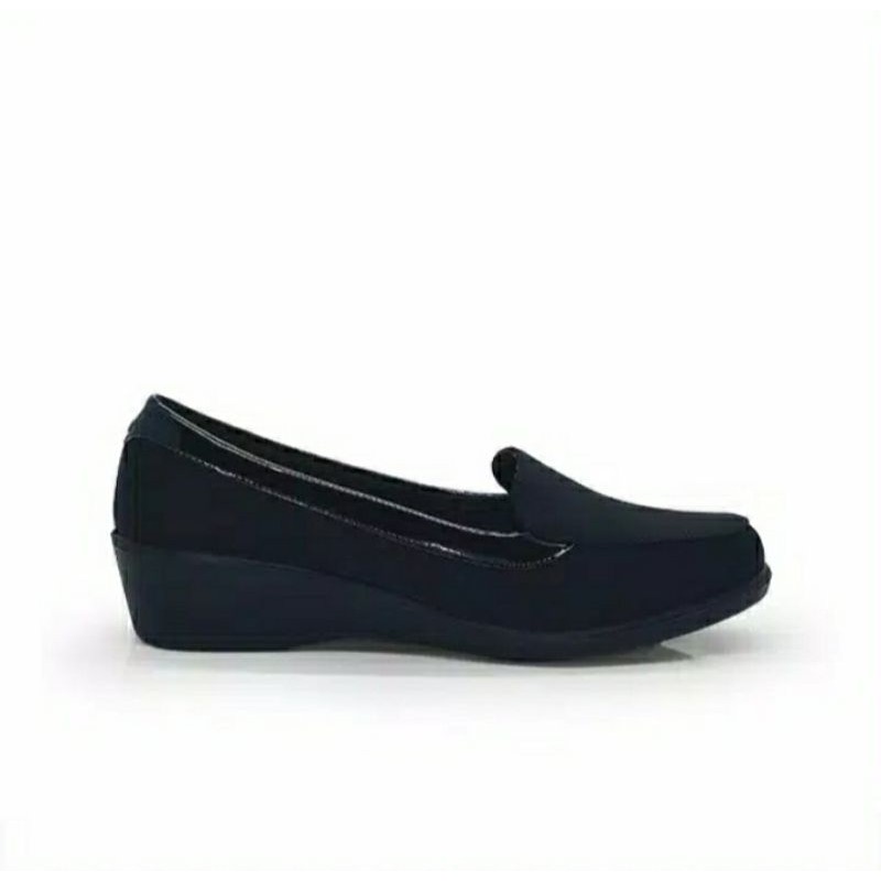 Bata Comfit Sepatu Wedges Formal Wanita Original Bahan Sintetis Black-6596600