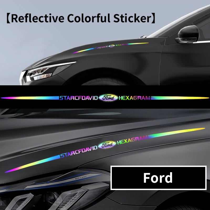 Stiker Logo Mobil Reflektif Laser Warna-Warni Untuk Ford Focus Fiesta Ranger T6 / T7 / T8 Fusion Ka 2009 2010 2015