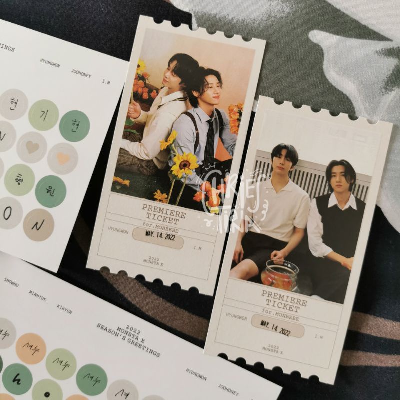 MONSTA X SEASON GREETINGS 2022 HYUNGWON CHANGKYUN PHOTO TICKET UNIT + STICKER