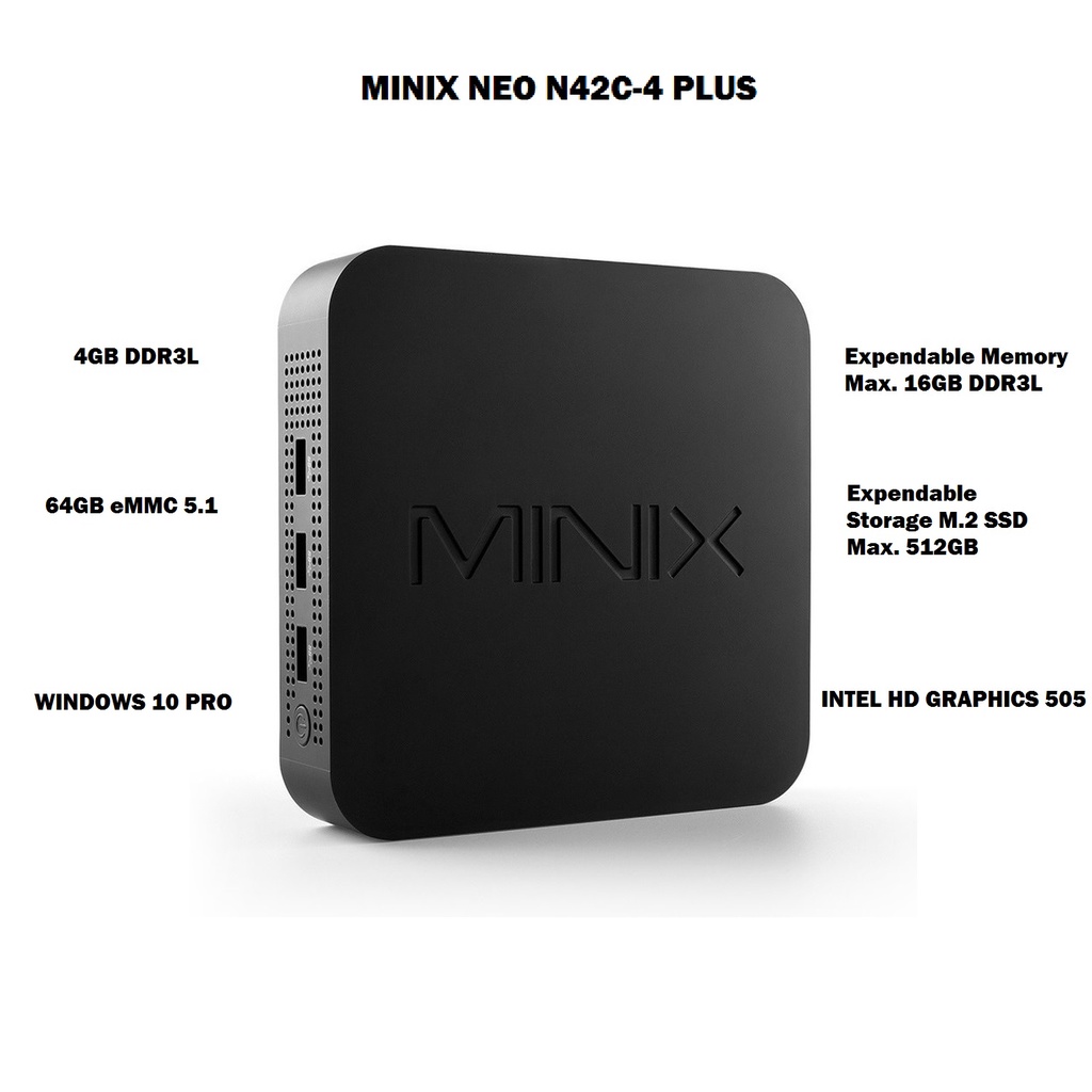 AKN88 - MINIX N42C-4 PLUS Mini PC - Intel N4200 RAM 4GB ROM 64GB - Windows 10