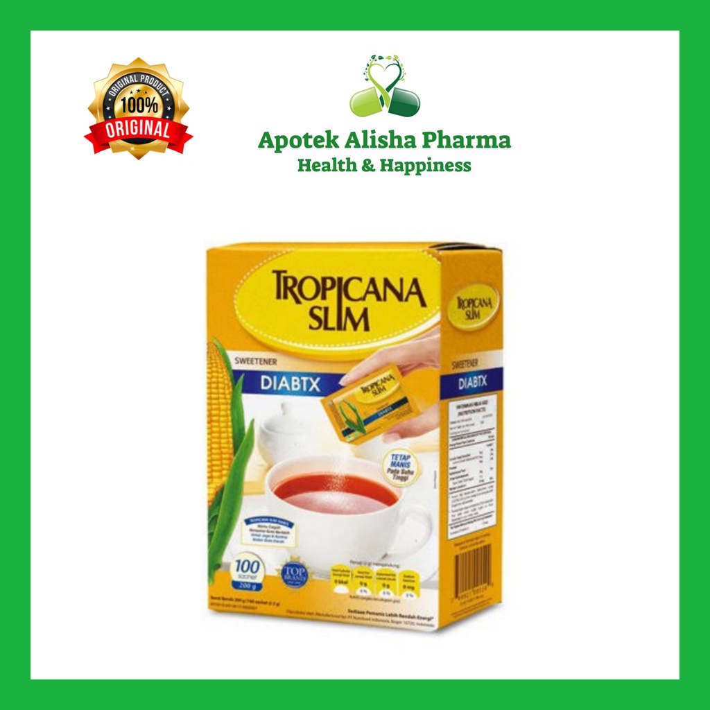 Tropicana Slim Sweetener Diabetix (Box 25/50) - Tropikana Slim Diabetik Pemanis Buatan Saripati Jagung Untuk Penderita Diabetes