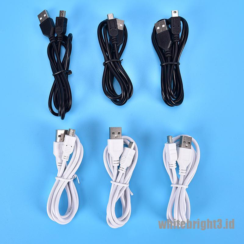 &lt; White3 &gt; Kabel Data / Charger MINI USB Tipe A Ke 5 Pin B Panjang 1m Untuk Smartphone