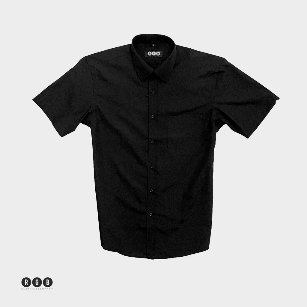 RGB Clothing Company Kemeja Formal Pria Slim Fit Lengan Pendek Hitam RHMP2104207