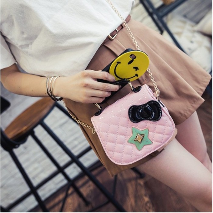 TAS GANTUNG SATCHEL SLING BAG SOFT PINK WANITA LIKE CHANEL CHANNEL CNK