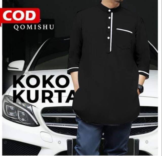 TOTOTAshop.Baju koko KURTA.Bahan cotton premium.Lengan 7/8 ada kantong kiri kanan dan di dada.