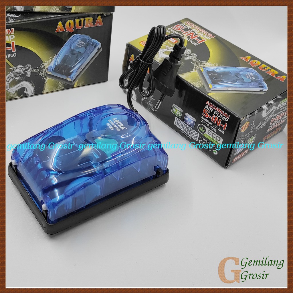 Mesin Aerator Pompa Gelembung Udara Aquarium 2 Lubang AQURA ASP 488A Pompa Aerator 2 Lobang Aquascap