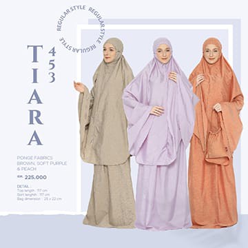 Mukena Rukuh Telekung Ponge Fabrics Regular Style Tatuis Tiara 453 Brown Soft Purple Peach